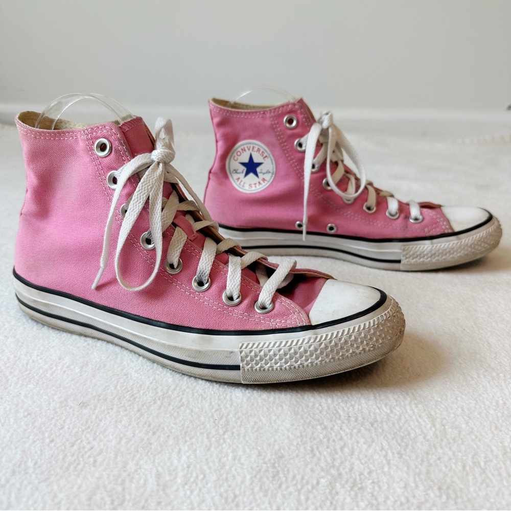 Converse Pink High Top Canvas All Star Chuck Taylor Sneakers EUC, size 8.5 - Picture 11 of 16
